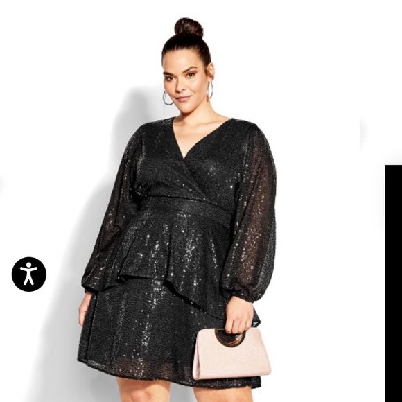 City Chic Sequin Jocelyn Dress in Claret womens size 16 - Picture 12 of 12